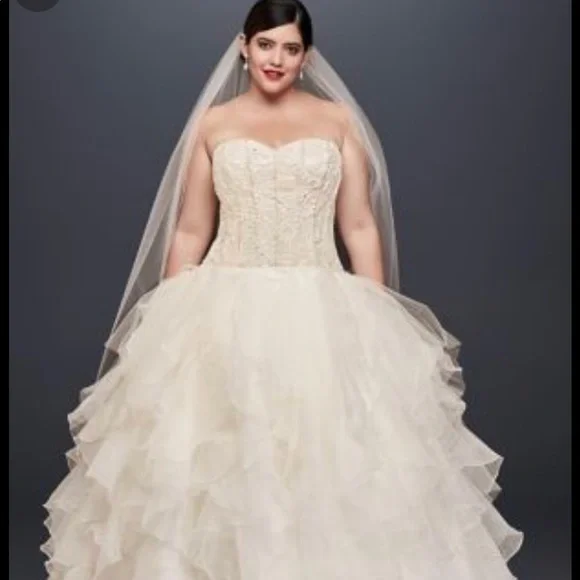 Dresses Oleg Cassini Ruffled Skirt Plus Size Wedding Dress Poshmark